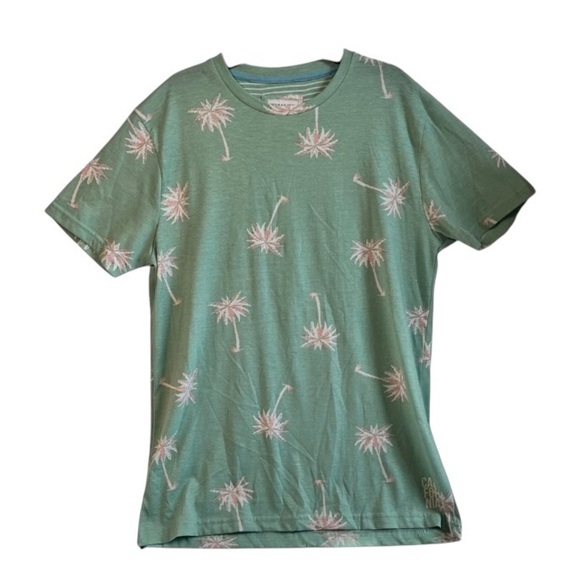 Denim & Flowers Rick Singh Palm Springs 100% Cotton 
Green Palm Tree T-shirt - Picture 1 of 11